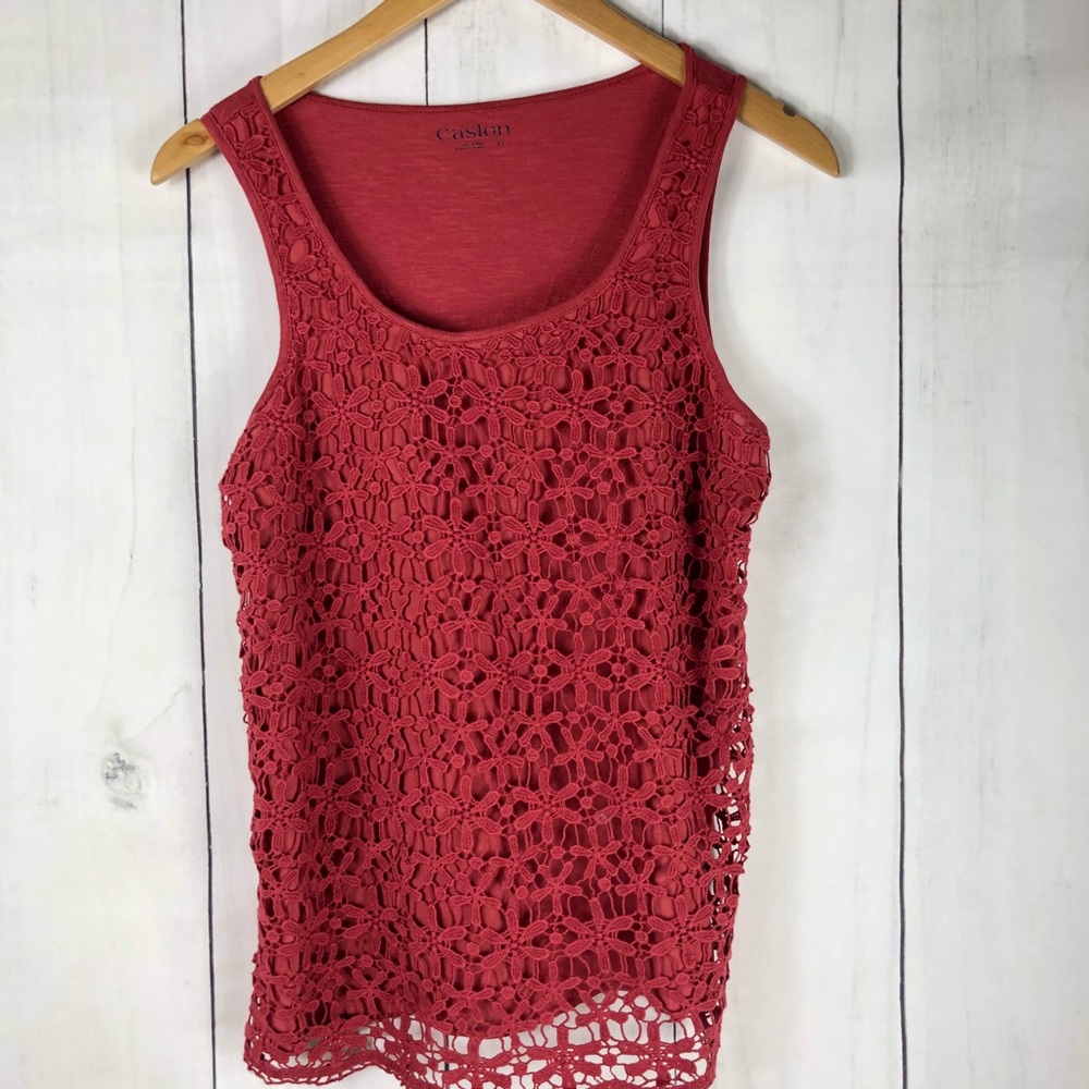 NWOT CASLON Deep Red Orange Sleeveless Top e8